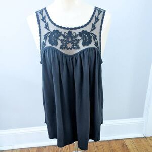 American Eagle Lace Embroidered Mesh Tank Top